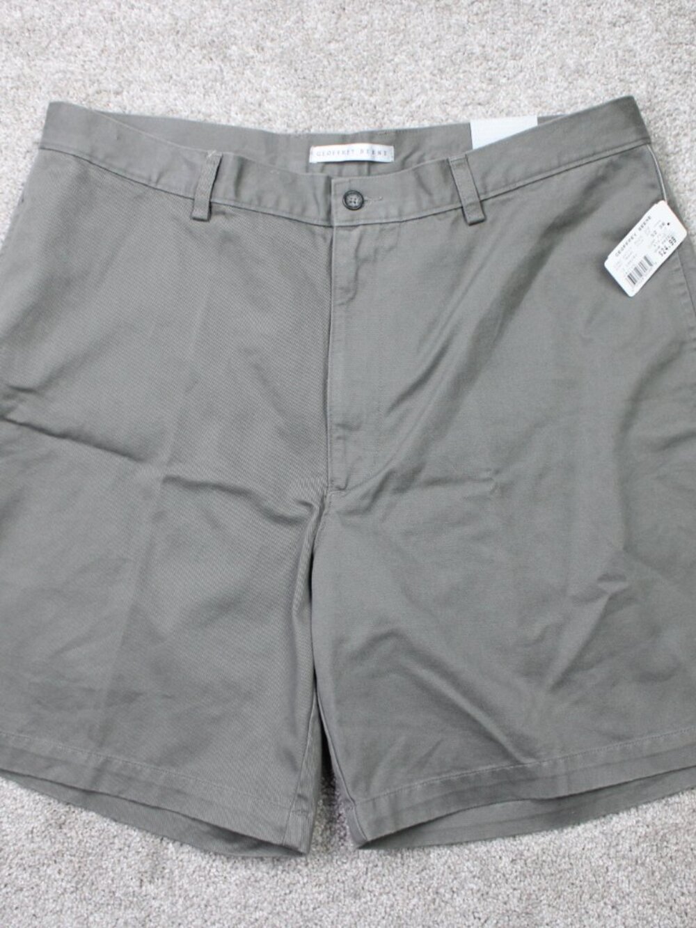 Geoffrey Beene Shorts NWT Mens 38 Gray Chino Flat Front 8" Easy Pieces Cotton